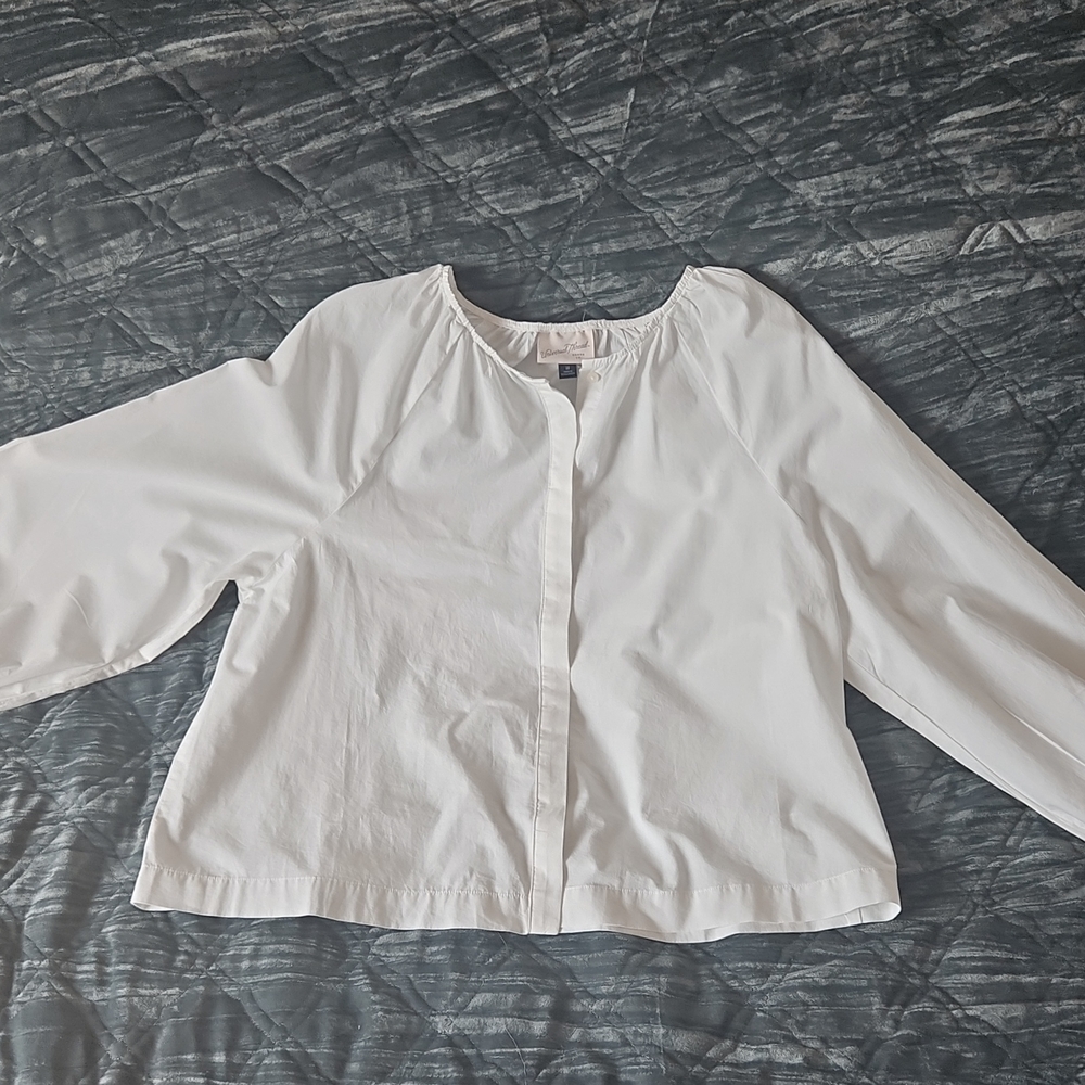 Universal Thread White Balloon-Sleeve Peasant Top - image 3